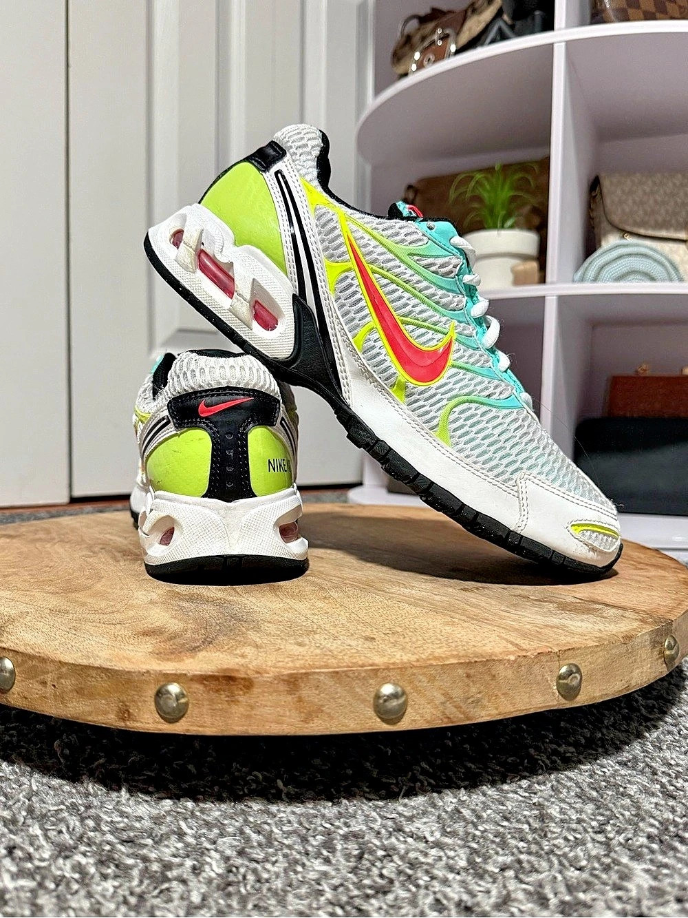Nike Air Max Torch 4 Women’s 9.5 White Volt Laser Crimson Y2K Sneakers